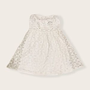 Forever 21 Classic Lace White Mini Strapless Tube Top Casual/Formal Floral Dress